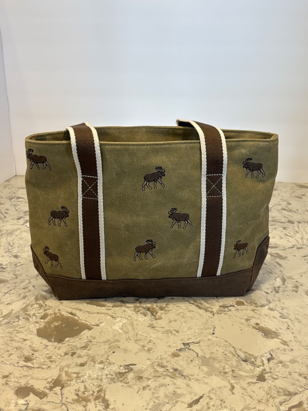 Vintage LLBean Canvas Boat Tote Handbag Moose Embroidered - Picture 3 of 6